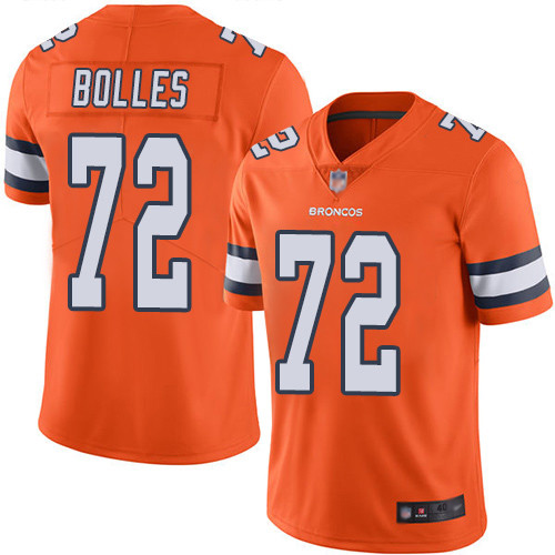 Men Denver Broncos #72 Garett Bolles Limited Orange Rush Vapor Untouchable Football NFL Jersey